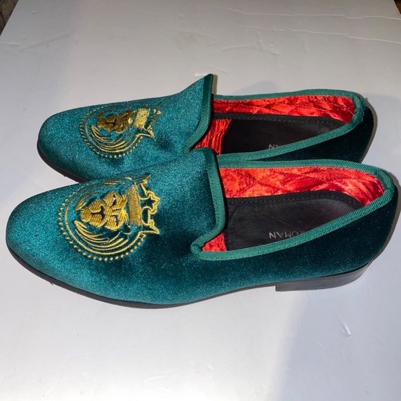 Loafers for Men Green Velvet Shoes of Fashion Embroidered Size 9 - Picture 5 of 13